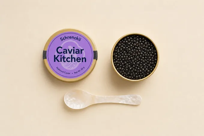 Schrenckii caviar tin and roe